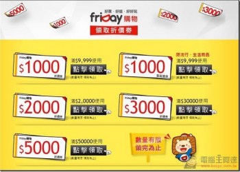 最高折扣5000元！總額12000元Friday折價券天天送，不買可惜！