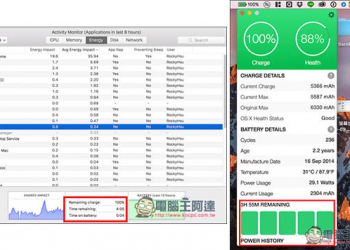 macOS10.12.2如何查看估計的電池剩餘時間 Battery Health 2推薦安裝 - 電腦王阿達