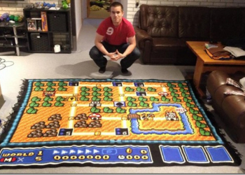 這就是粉絲的愛！　國外玩家一針一線織出《超級瑪利歐3》的關卡地圖 - 電腦王阿達