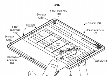 微軟新專利實現雙螢幕摺疊裝置 真正無邊框、轉軸阻擋 - 電腦王阿達
