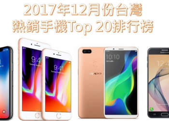 2017年12月台灣熱銷手機排行榜