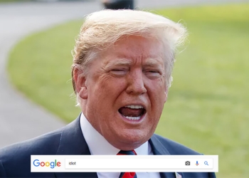 Google 圖片搜尋 學壞了，查找「 idiot 」出現大量美國總統川普照片