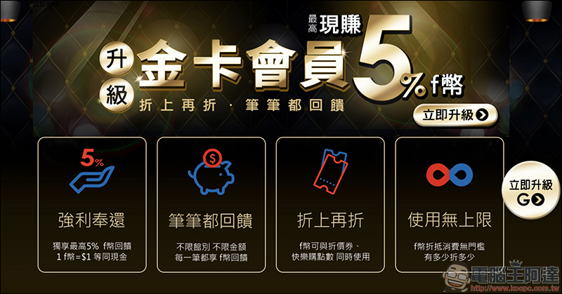 friDay購物 金卡會員，最高享5%回饋、等同現金使用、使用無上限！ - 電腦王阿達