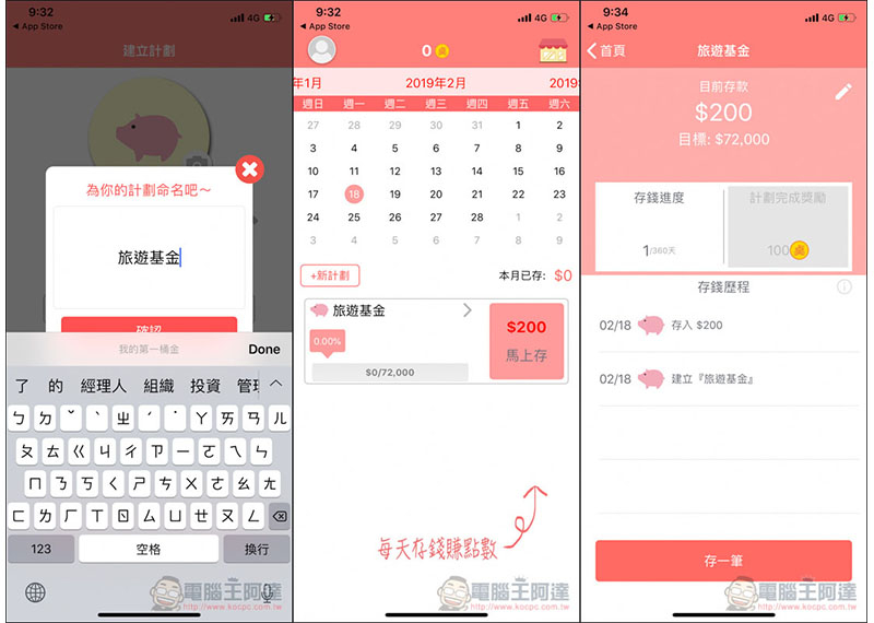 存錢小豬公 建立有規律的存錢計畫，每天存一點幫你輕鬆實現夢想 - 電腦王阿達