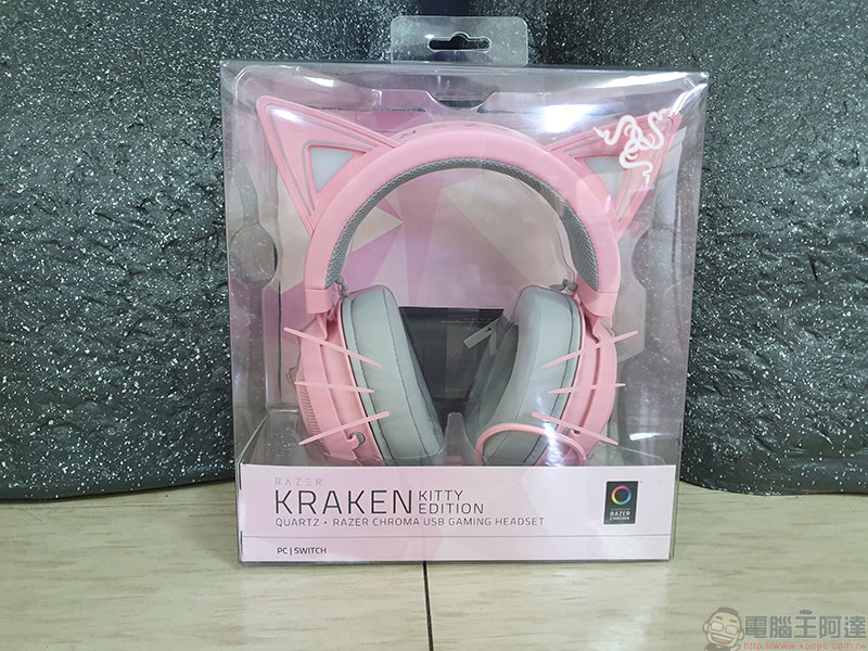 Razer Kraken Kitty Edition 電競耳麥開箱，萌萌粉紅戰鬥喵 - 電腦王阿達