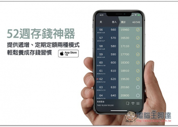 52週存錢神器 提供遞增、定期定額兩種模式，輕鬆養成存錢習慣 - 電腦王阿達