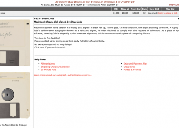 一張賈伯斯親筆簽名的磁片 國外拍賣網站競標已達 24 萬台幣 - 電腦王阿達