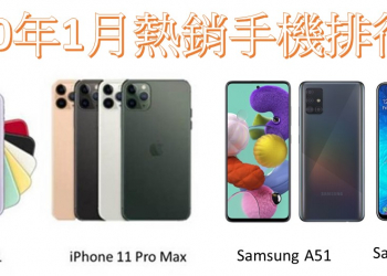 台灣2020年1月熱銷手機排行榜