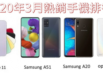 2020年3月台灣熱銷手機排行榜