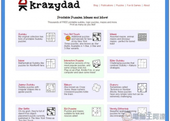 krazydad 數千張益智遊戲列印紙本 PDF 免費下載，數獨、邏輯解謎、適合小朋友都有 - 電腦王阿達