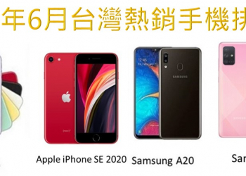 2020年6月份台灣手機熱銷排行榜