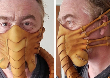 非常防疫，英國工匠手工打造《異形》中 Facehugger 皮革口罩