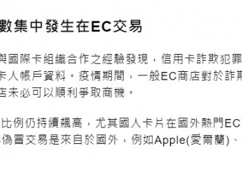 聯合信用卡中心公開疫情下信用卡消費型態與詐欺交易情況