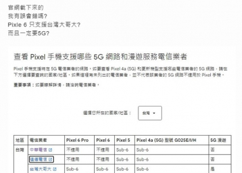 Google Pixel 6只支援台灣大哥大5G?