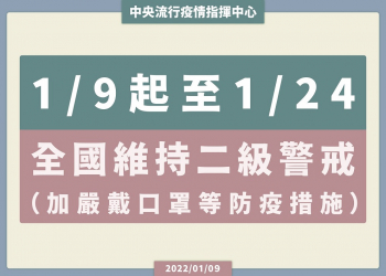 疫情警戒標準維持第二級並加嚴戴口罩等措施 疫苗追加劑改由各地方規劃預約接種