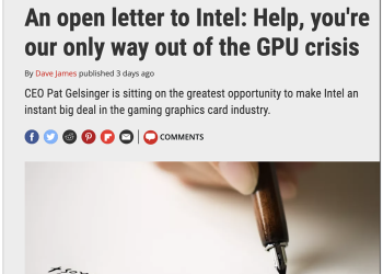 GPU 顯卡缺貨嚴重到連外媒都寫公開信求助 Intel：你是我們走出這危機的唯一途徑
