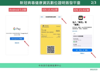 「數位新冠病毒健康證明」系統將更新 新增一鍵將數位證明轉入蘋果或安卓