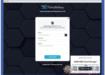 TransferEasy 線上免費檔案分享服務，單檔最大 10GB，最多 10000 個檔案，提供 Email 與連結下載功能