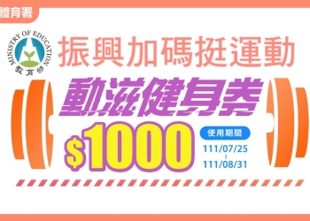 體育署加碼推出30萬份1,000元動滋健身券 18日開放登記