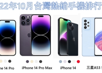 2022年10月台灣熱銷手機排行榜