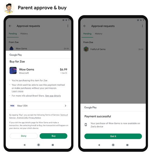 Google Play 商店推出兒童購買核准機制，家長可以選擇是否批准孩子的消費 - 電腦王阿達