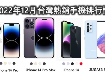 台灣2022年12月熱銷手機排行榜