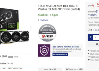 才開賣不到幾天，國外 NVIDIA RTX 4060 Ti 16GB 已經跌破建議售價了
