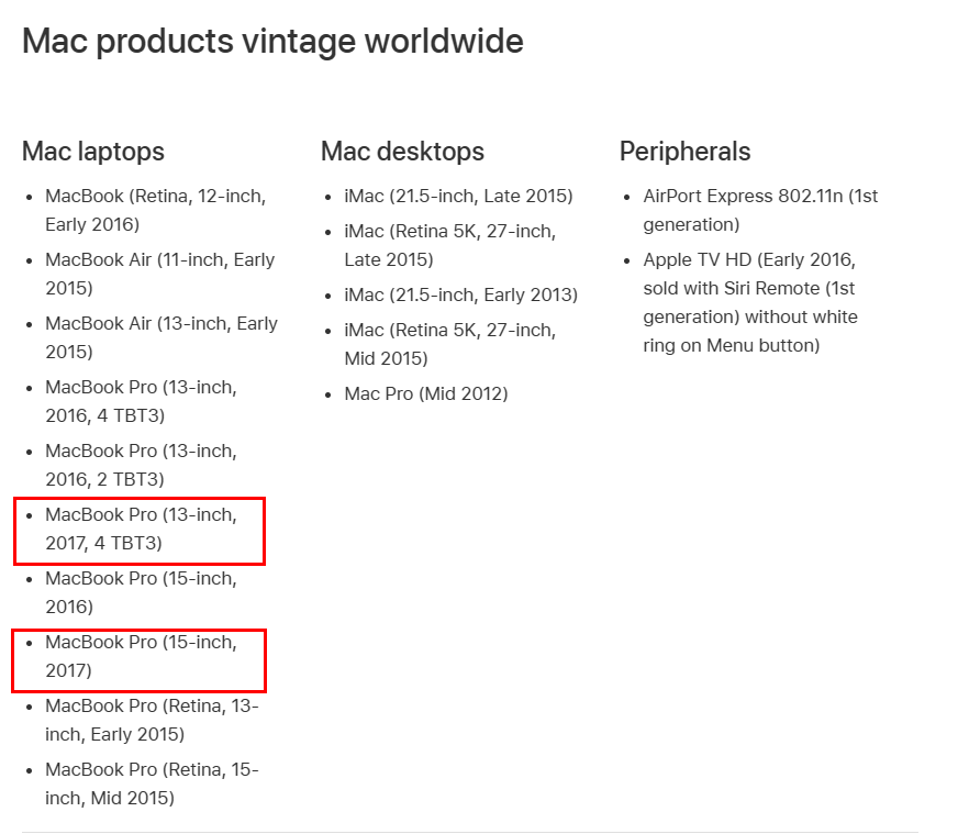 Touch Bar 版本的 2017 年 MacBook Pro ，現也已被列為過時產品 - 電腦王阿達