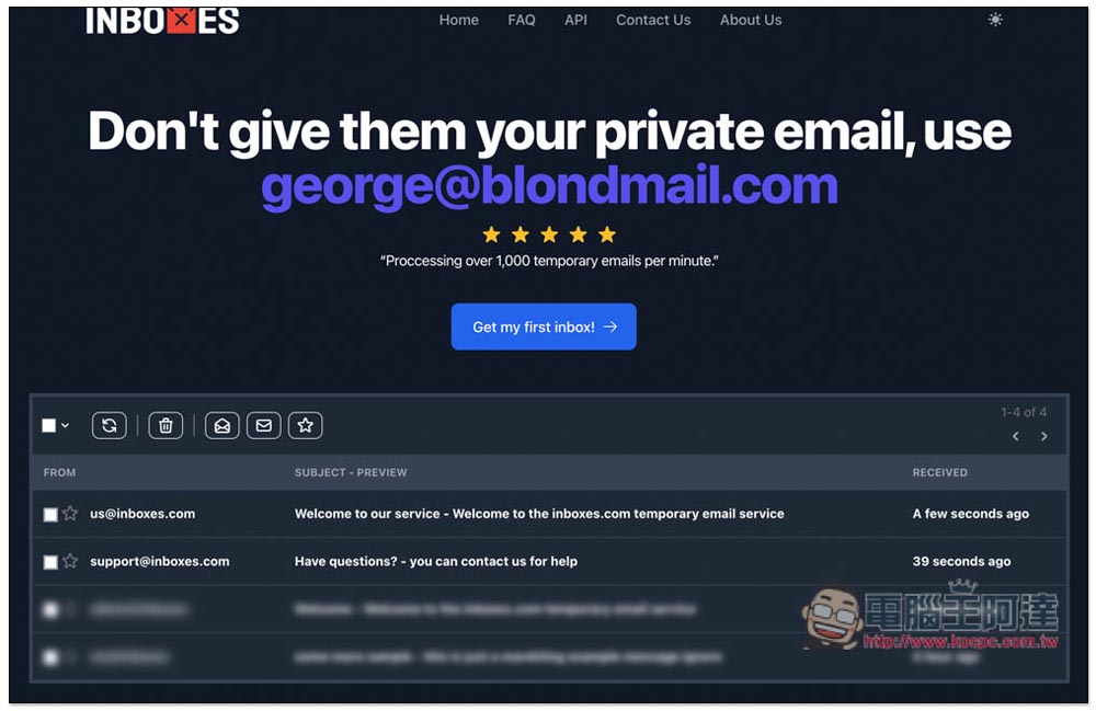Inboxes 免費臨時電子信箱服務，提供超過 15 個網域選項，且可一次建立多個 - 電腦王阿達