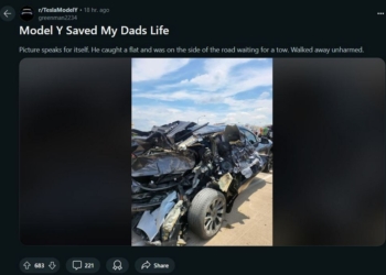 特斯拉 Model Y 再次救人一命：爆胎遭追撞車毀人沒事