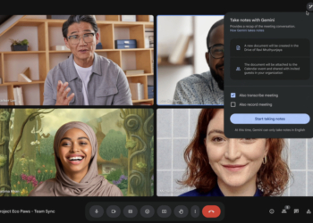Gemini AI 開始支援視訊會議筆記彙整 Take notes for me 服務