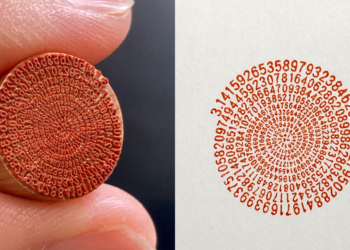 這真的是人類雕的？超狂手工圓周率印鑑爆紅，螺旋狀手刻 389 位圓周率印鑑！