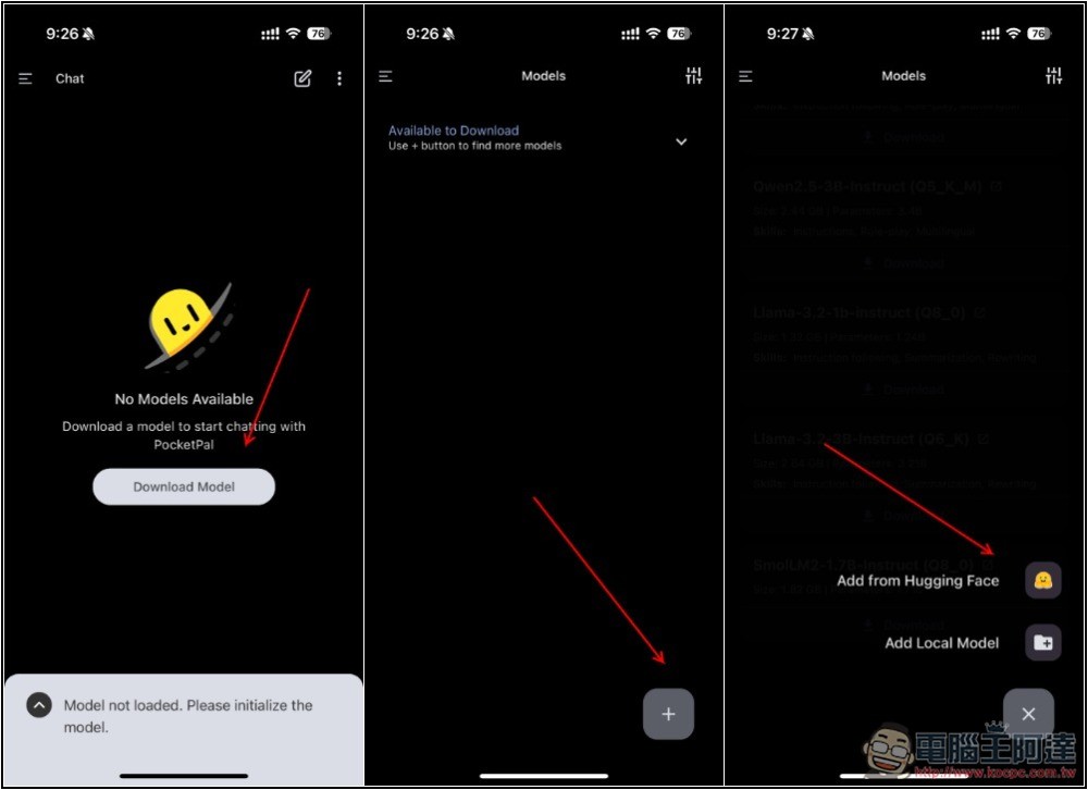 PocketPal AI 讓 iPhone 運行本地 AI 聊天機器人，支援從 Hugging Face 下載模型 - 電腦王阿達
