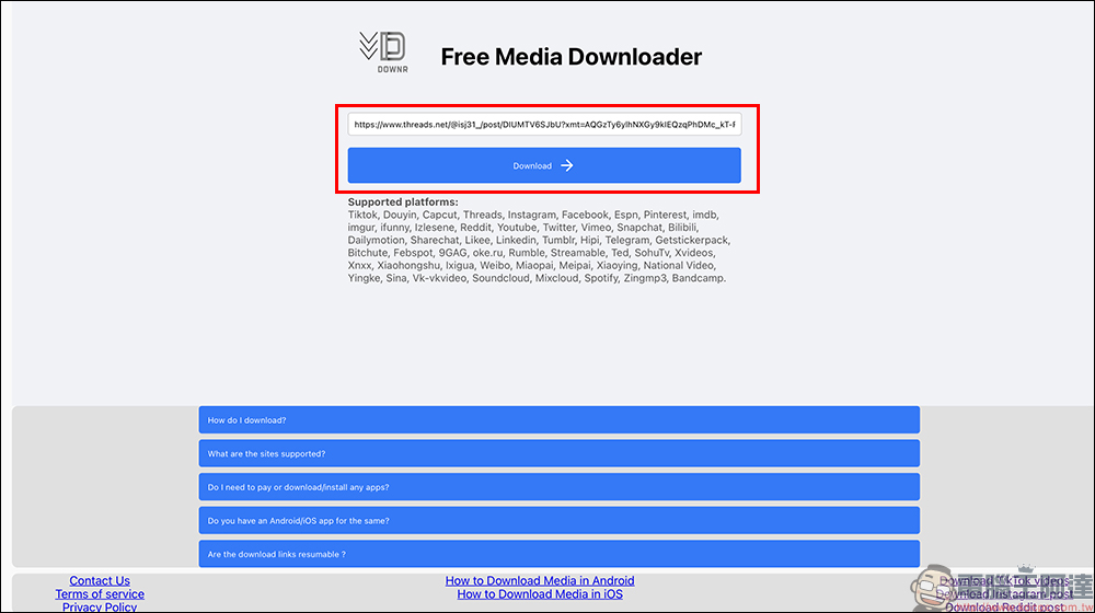 Downr 免費線上影片下載工具，包括 YouTube 、Threads、Instagram 等數十個平台影片都能下載 - 電腦王阿達