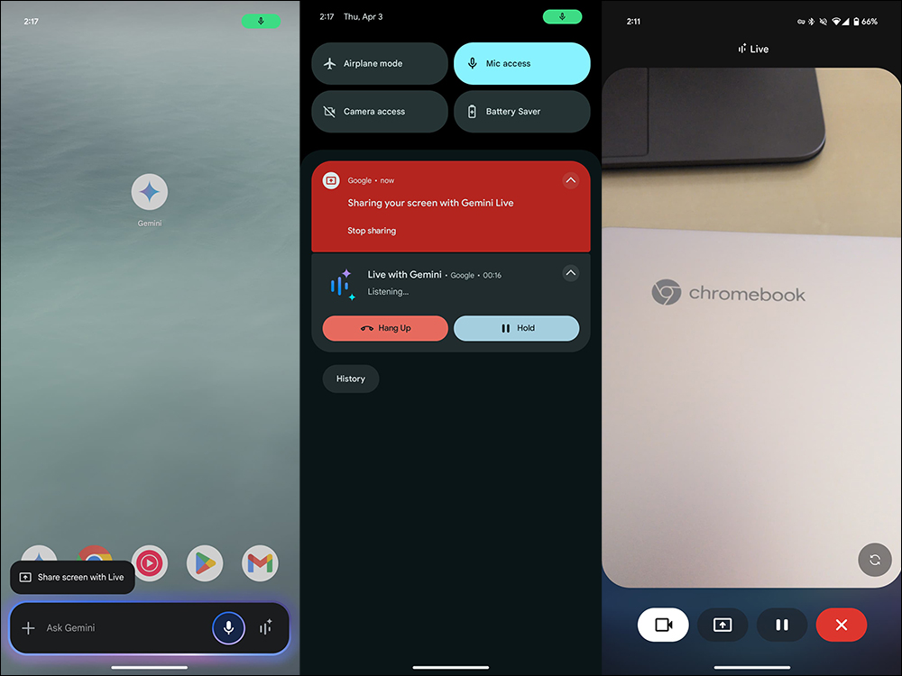 Google Gemini Live 錄影和螢幕分享功能向所有 Android 用戶免費開放 - 電腦王阿達