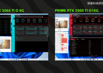 RTX 5060 Ti 8GB 和 16GB 版的效能差多少？差不多，但 8GB 版《魔物獵人：荒野》閃退，DLSS 4 也落後 16GB