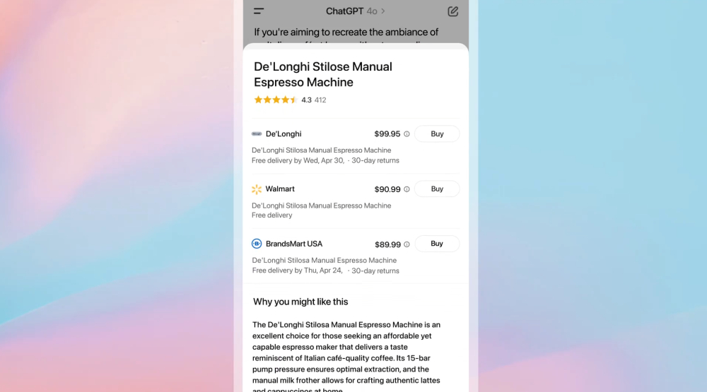 ChatGPT Search 現在也能購物，除了分析和推薦外，還直接附上購買連結、各平台售價 - 電腦王阿達
