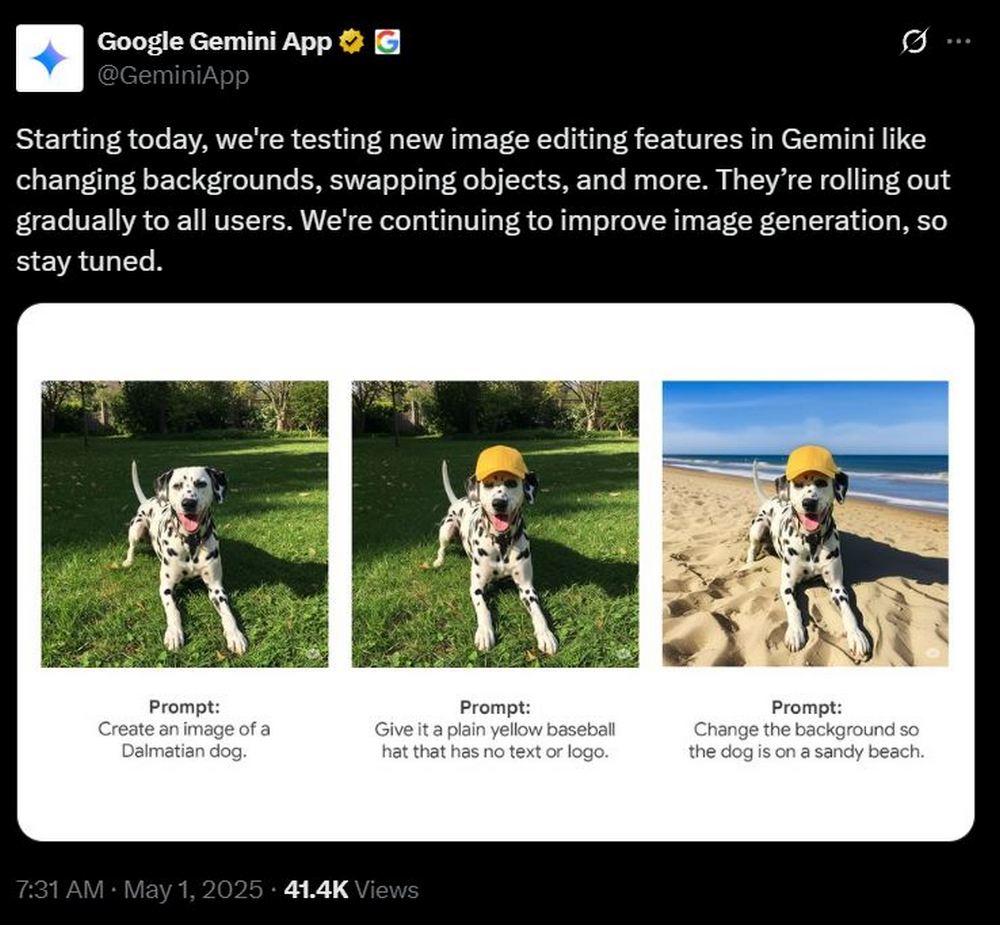 Google Gemini 圖片編輯功能即將上線：支援背景更換與物件交換 - 電腦王阿達