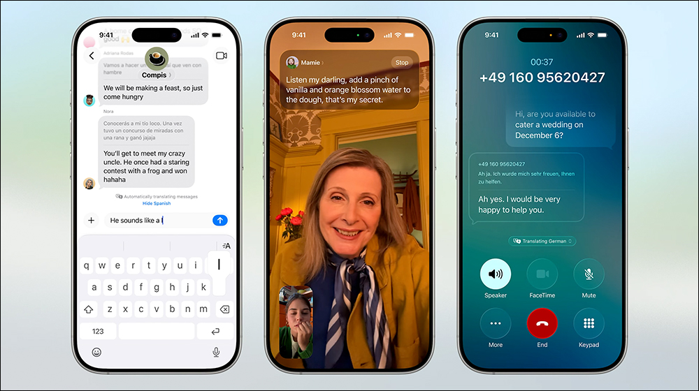 不會外語也能順暢翻譯聊天！Apple 推出 Live Translation 即時翻譯，整合訊息、電話、FaceTime ，跨語言溝通從此無障礙 - 電腦王阿達