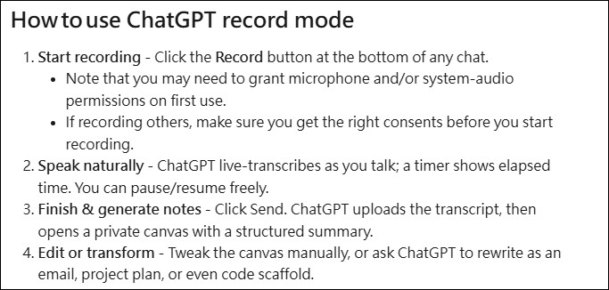 ChatGPT Record 即時錄音模式正式推出！會生成逐字稿、支援多人說話、最長 120 分鐘 - 電腦王阿達