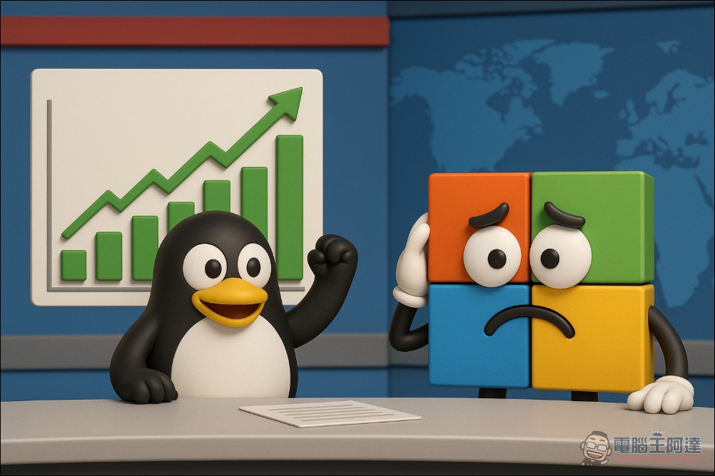 Windows 在 PC 端霸權不穩？美國 Linux 桌面作業系統市佔率突破 5% - 電腦王阿達