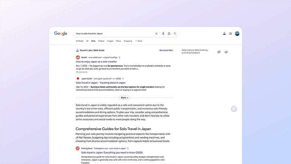 Google 搜尋結果導入「Web Guide 」，用 AI 組織、重塑結果頁面 - 電腦王阿達