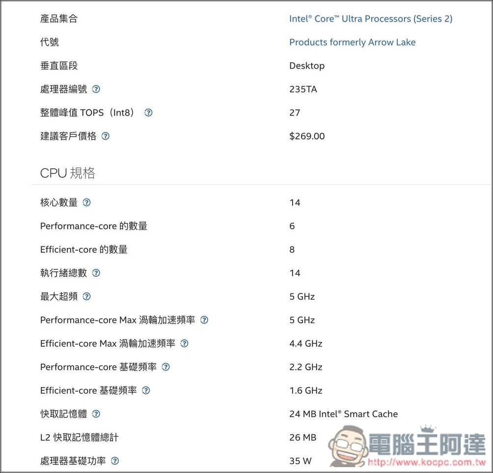 Intel 悄悄推出三款中階 Arrow Lake 系列處理器，預計於本季上市 - 電腦王阿達
