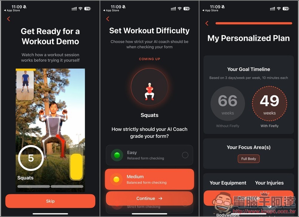 Firefly 內建 AI 教練的健身 App！即時偵測和修正你的動作，只有正確完成才會計算 - 電腦王阿達
