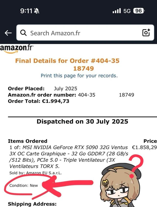 買 Amazon 的 RTX 5090 要小心！網友從官方賣場買全新 MSI RTX 5090 顯卡，結果裡面的 GPU 和 VRAM 都消失 - 電腦王阿達