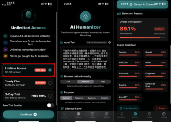 AI Humanizer 將文字改寫成符合人類寫作，並內建 AI 內容偵測功能