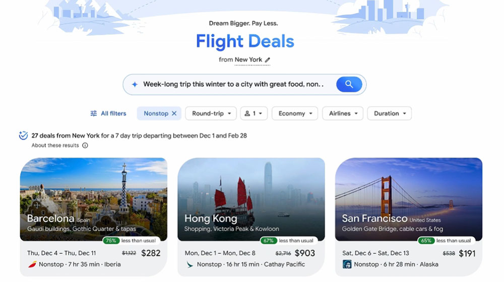 Google 發表新 AI 航班搜尋工具 Flight Deals，希望幫你節省些旅遊預算 - 電腦王阿達
