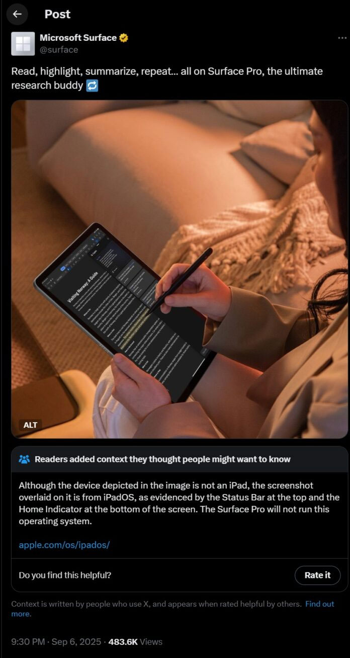 微軟誤用 iPad UI 照片來為 Surface Pro 打廣告被網友抓包 - 電腦王阿達