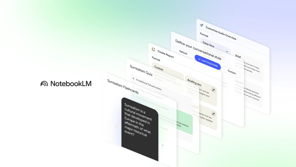 NotebookLM 新增多種學習模式：學習卡、測驗、學習導師等 - 電腦王阿達