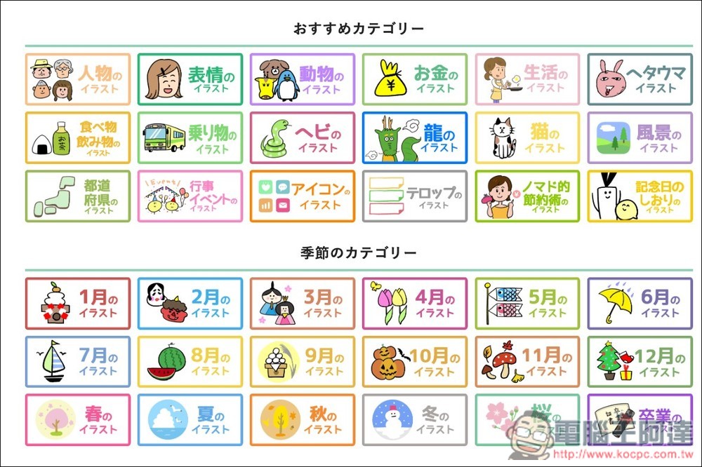 「ONWAイラスト」提供超過 5,800 張日本免費可愛插圖的素材網站，個人商用皆可 - 電腦王阿達
